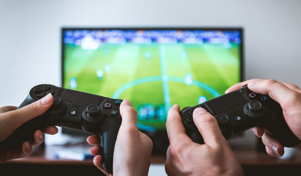 two people playing Sony PS4 game console