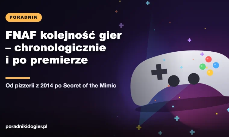 Okładka poradnika FNAF kolejność gier: wszystkie części Five Nights at Freddy's po kolei i książki