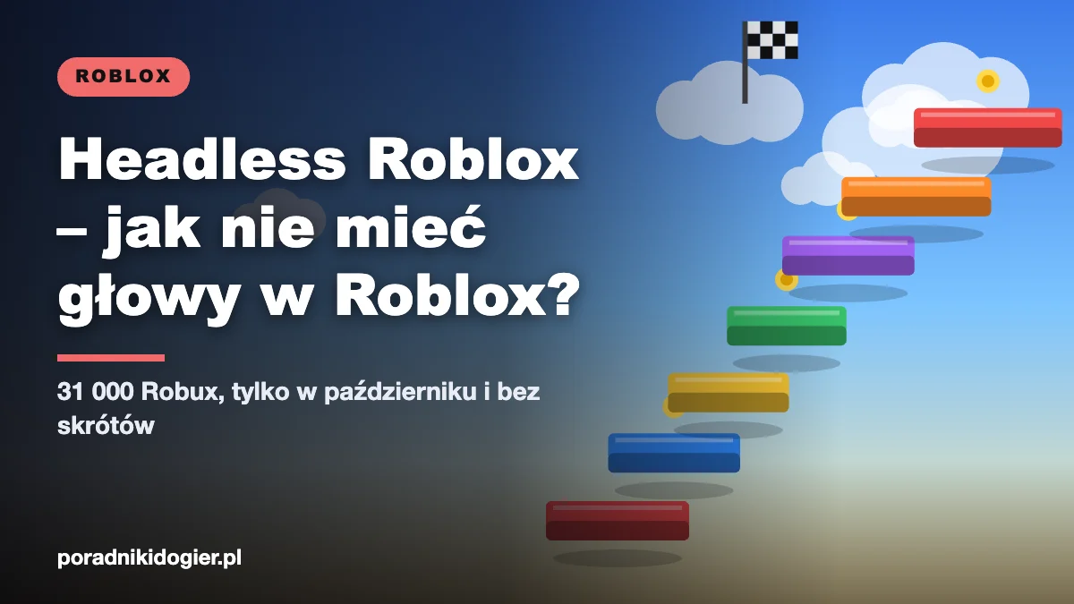 Okładka poradnika headless Roblox: postać bez głowy z pakietu Headless Horseman i jego cena w Robux