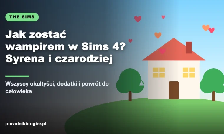 Okładka poradnika jak zostać wampirem w Sims 4, syreną, czarodziejem i wilkołakiem